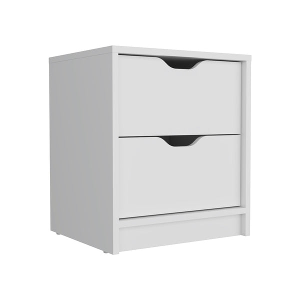 English Elm Double Double Drawer Nightstand with Spacious Top & Smooth Pull-Out Drawers for Easy Bedside Storage White 21 L x 20 W x 5 H B097133026