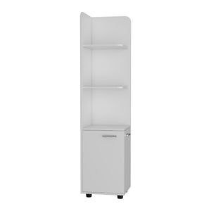 English Elm 62H" Corner Cabinet White with 3-Tier Open Shelves & 2-Door Base, Modern Legs, Space-Saving Bathroom Storage B097133210