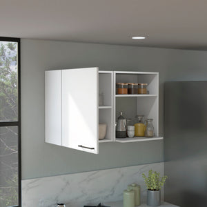 English Elm Stackable Wall Cabinet 24" H with Door & 2 Side Shelves, Particleboard White, 11 lb Capacity, Easy Install B097133151