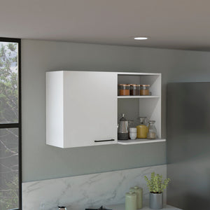 English Elm Stackable Wall Cabinet 24" H with Door & 2 Side Shelves, Particleboard White, 11 lb Capacity, Easy Install B097133151