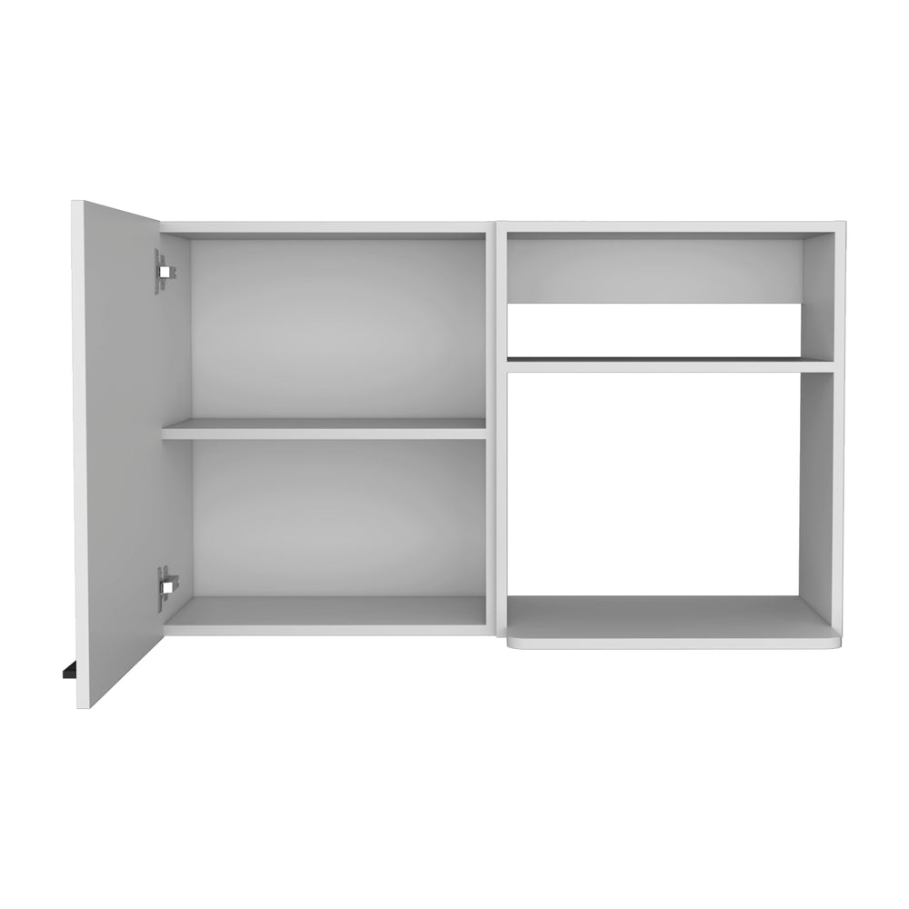 English Elm Stackable Wall Cabinet 24" H with Door & 2 Side Shelves, Particleboard White, 11 lb Capacity, Easy Install B097133151