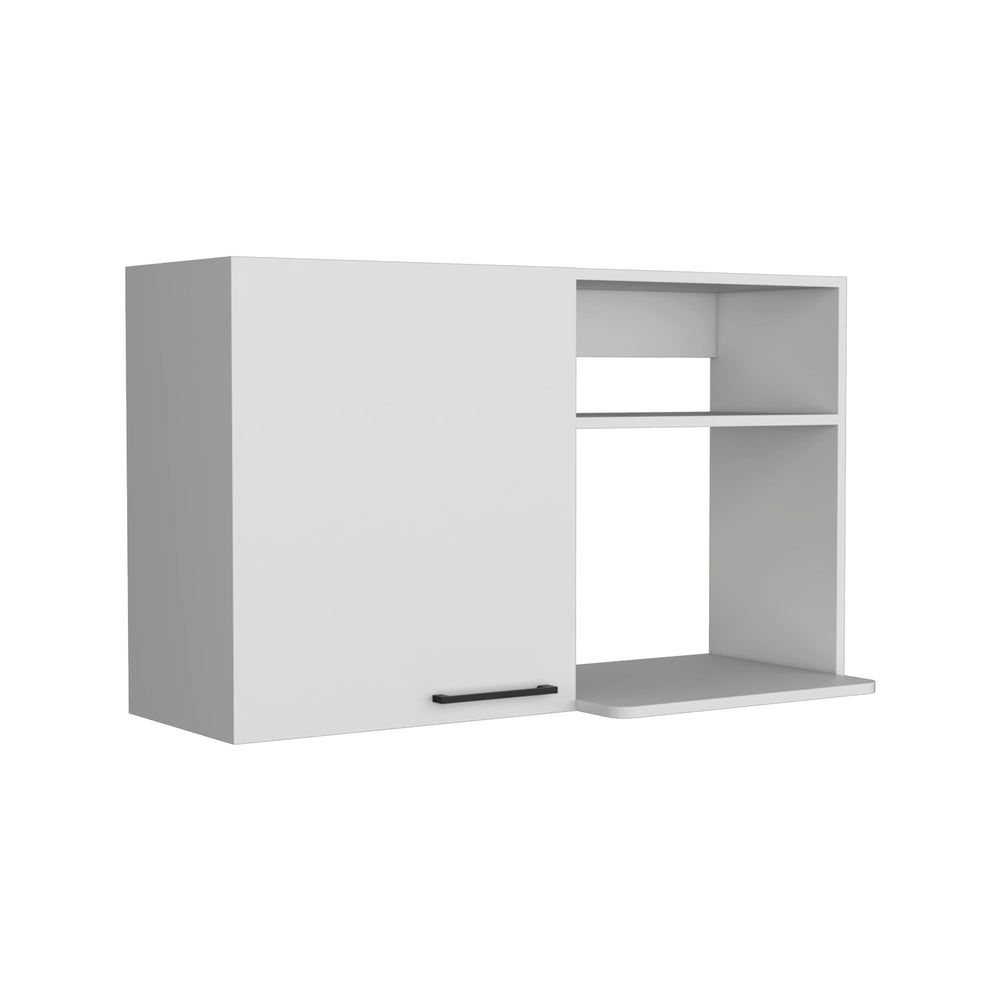 English Elm Stackable Wall Cabinet 24" H with Door & 2 Side Shelves, Particleboard White, 11 lb Capacity, Easy Install B097133151