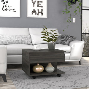 English Elm Luanda Lift-Top Coffee Table with Concealed Storage, Locking Casters & Open Shelf for Living Space Brown 26.4 L x 26.8 W x 4.3 H B07091882