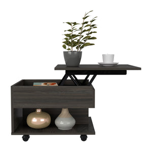 English Elm Luanda Lift-Top Coffee Table with Concealed Storage, Locking Casters & Open Shelf for Living Space Brown 26.4 L x 26.8 W x 4.3 H B07091882