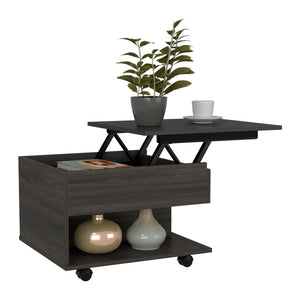 English Elm Luanda Lift-Top Coffee Table with Concealed Storage, Locking Casters & Open Shelf for Living Space Brown 26.4 L x 26.8 W x 4.3 H B07091882