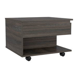 English Elm Luanda Lift-Top Coffee Table with Concealed Storage, Locking Casters & Open Shelf for Living Space Brown 26.4 L x 26.8 W x 4.3 H B07091882