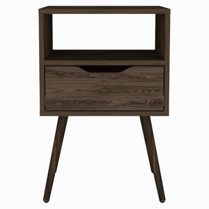 English Elm Otom Modern Nightstand Dark Walnut with Tall Metal Legs, Handle-Free Drawer & Open Shelf, Slim Design B07091976