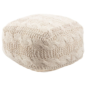 Jaipur Living Jaipur Living Cable Knit Wool Cube Pouf Neutral Cream Footrest for Cozy Rooms POF100350