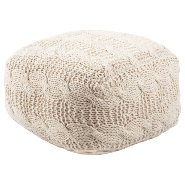 Jaipur Living Jaipur Living Cable Knit Wool Cube Pouf Neutral Cream Footrest for Cozy Rooms POF100350