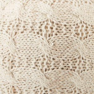 Jaipur Living Jaipur Living Cable Knit Wool Cube Pouf Neutral Cream Footrest for Cozy Rooms POF100350