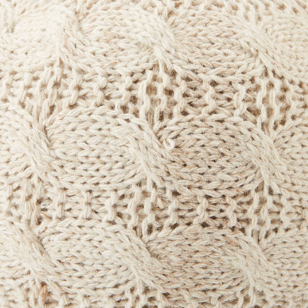 Jaipur Living Jaipur Living Cable Knit Wool Cube Pouf Neutral Cream Footrest for Cozy Rooms POF100350