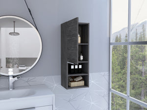 English Elm Mila Wall-Mounted Bathroom Cabinet with Double Shelves and Single Door in Smokey Oak Finish—Stylish Storage Solution Gray 36.6 L x 16.5 W x 5.1 H B07091952