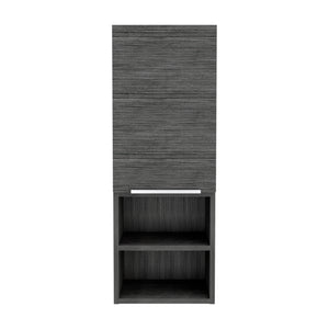 English Elm Mila Wall-Mounted Bathroom Cabinet with Double Shelves and Single Door in Smokey Oak Finish—Stylish Storage Solution Gray 36.6 L x 16.5 W x 5.1 H B07091952