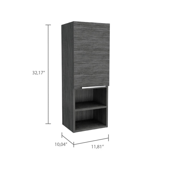 English Elm Mila Wall-Mounted Bathroom Cabinet with Double Shelves and Single Door in Smokey Oak Finish—Stylish Storage Solution Gray 36.6 L x 16.5 W x 5.1 H B07091952