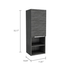 English Elm Mila Smokey Oak Bathroom Wall Cabinet with Two Interior Shelves and Two Open Lower Shelves – Sleek Storage Solution Gray 36.6 L x 16.5 W x 5.1 H B20091952