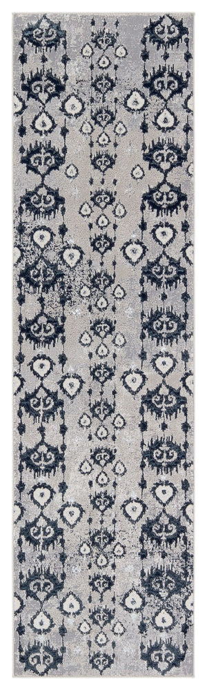 Jaipur Living Nikki Chu Inigo Ikat Runner Rug Metallic Shimmer High-low Pile Hallway Accent Dark Blue RUG151719