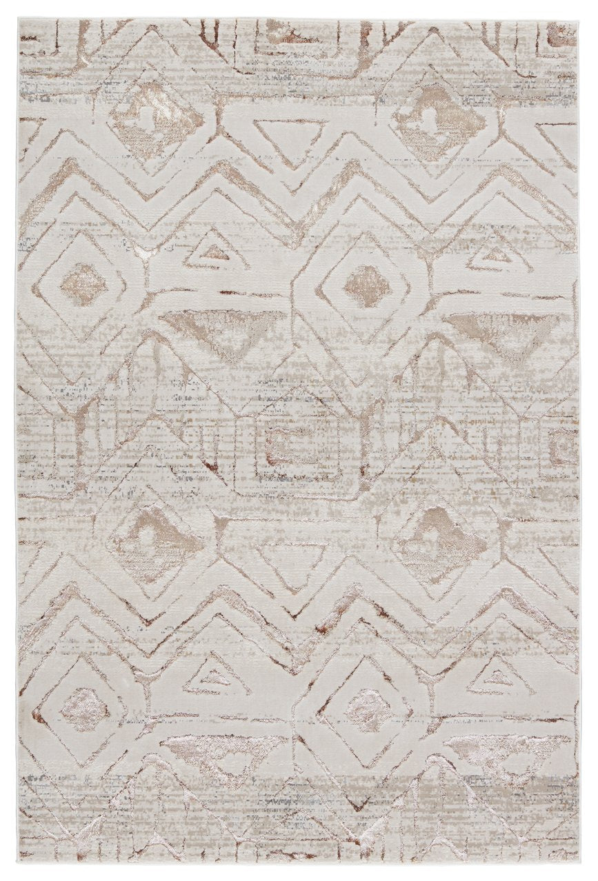 Jaipur Living Malilla By Nikki Chu Kalindi Mli06 Powerloomed Machinemade 65% Polyester 35% Polypropylene Lines Tribal Indoor Rug Ivory, Taupe 65% Polyester 35% Polypropylene Rug151739