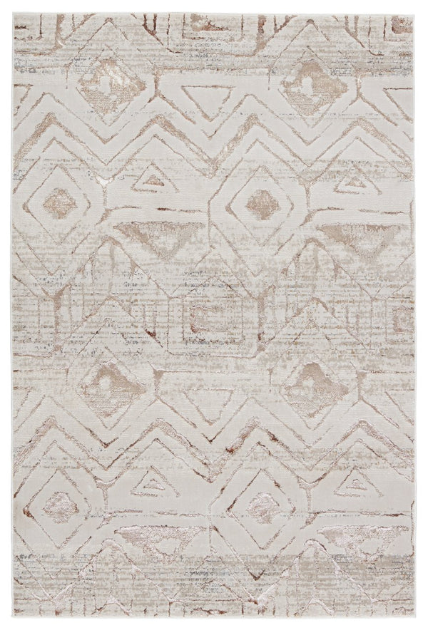 Jaipur Living Malilla By Nikki Chu Kalindi Mli06 Powerloomed Machinemade 65% Polyester 35% Polypropylene Lines Tribal Indoor Rug Ivory, Taupe 65% Polyester 35% Polypropylene Rug151739