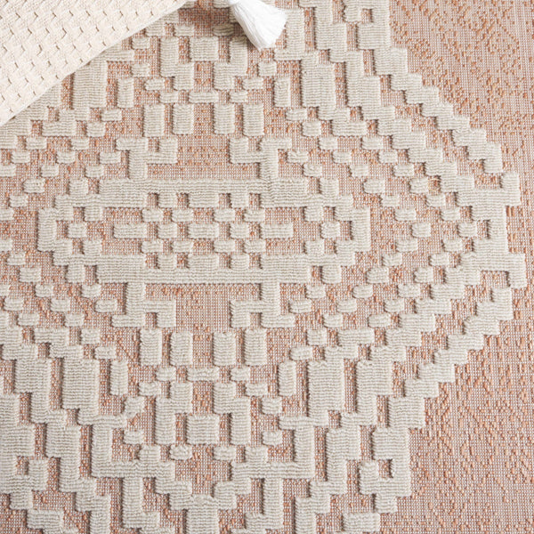 Safavieh Milos Elegant Geometric Area Rug - Durable, Stylish Design For Indoor & Outdoor Spaces, 9' X 12' Rust ,Ivory Polypropylene Mlo102p-8