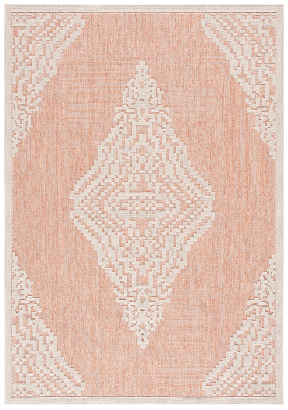 Safavieh Milos Elegant Geometric Area Rug - Durable, Stylish Design For Indoor & Outdoor Spaces, 9' X 12' Rust ,Ivory Polypropylene Mlo102p-8