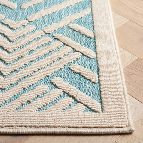 Safavieh Milos Geometric Indoor/Outdoor Area Rug - Elegant Turquoise & Ivory Design For Any Space Decor Turquoise ,Ivory Polypropylene Mlo104k-8