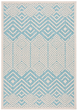 Safavieh Milos Geometric Indoor/Outdoor Area Rug - Elegant Turquoise & Ivory Design For Any Space Decor Turquoise ,Ivory Polypropylene Mlo104k-8