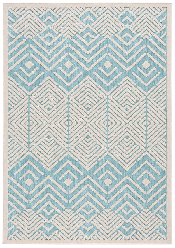Safavieh Milos Geometric Indoor/Outdoor Area Rug - Elegant Turquoise & Ivory Design For Any Space Decor Turquoise ,Ivory Polypropylene Mlo104k-8