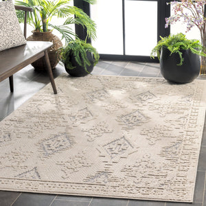 Safavieh Milos Elegant Area Rug – Timeless Ivory & Grey Design For Indoor/Outdoor Sophistication & Durability Ivory ,Grey Polypropylene Mlo106a-9