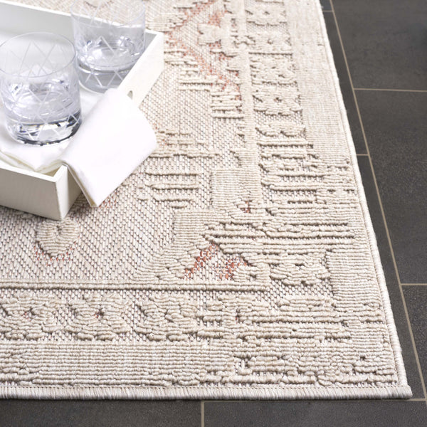 Safavieh Milos Elegant Area Rug – Timeless Ivory & Grey Design For Indoor/Outdoor Sophistication & Durability Ivory ,Rust Polypropylene Mlo106b-8