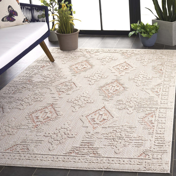 Safavieh Milos Elegant Area Rug – Timeless Ivory & Grey Design For Indoor/Outdoor Sophistication & Durability Ivory ,Rust Polypropylene Mlo106b-8