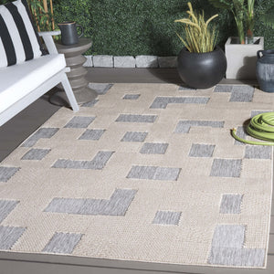 Safavieh Milos Indoor/Outdoor Area Rug - Elegant Geometric Design, Durable, Eco-friendly, Easy To Clean Beige ,Grey Polypropylene Mlo108a-9