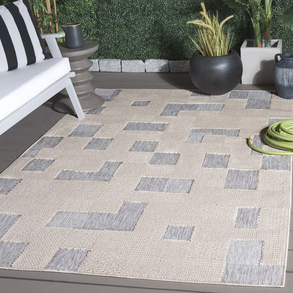Safavieh Milos Indoor/Outdoor Area Rug - Elegant Geometric Design, Durable, Eco-friendly, Easy To Clean Beige ,Grey Polypropylene Mlo108a-9