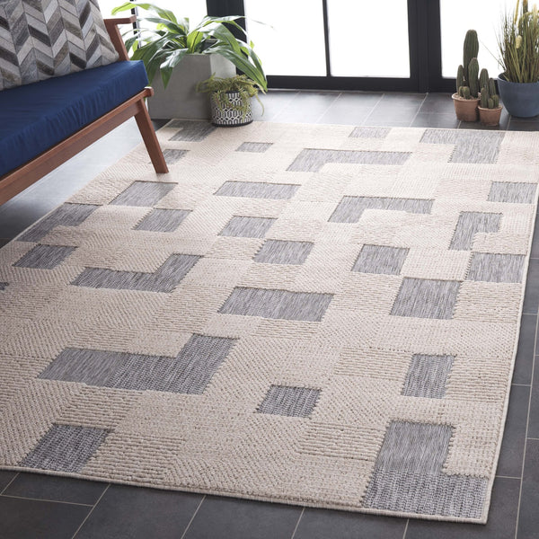 Safavieh Milos Indoor/Outdoor Area Rug - Elegant Geometric Design, Durable, Eco-friendly, Easy To Clean Beige ,Grey Polypropylene Mlo108a-9