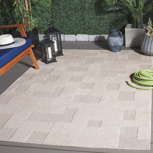 Safavieh Milos Indoor/Outdoor Area Rug - Elegant Geometric Design, Durable, Eco-friendly, Easy To Clean Beige Polypropylene Mlo108b-7sq