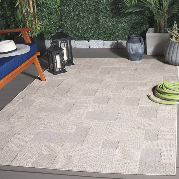 Safavieh Milos Indoor/Outdoor Area Rug - Elegant Geometric Design, Durable, Eco-friendly, Easy To Clean Beige Polypropylene Mlo108b-7sq