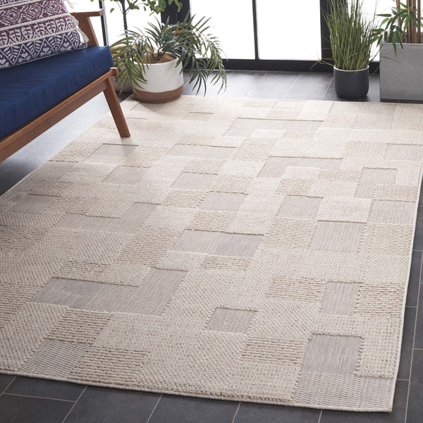 Safavieh Milos Indoor/Outdoor Area Rug - Elegant Geometric Design, Durable, Eco-friendly, Easy To Clean Beige Polypropylene Mlo108b-7sq