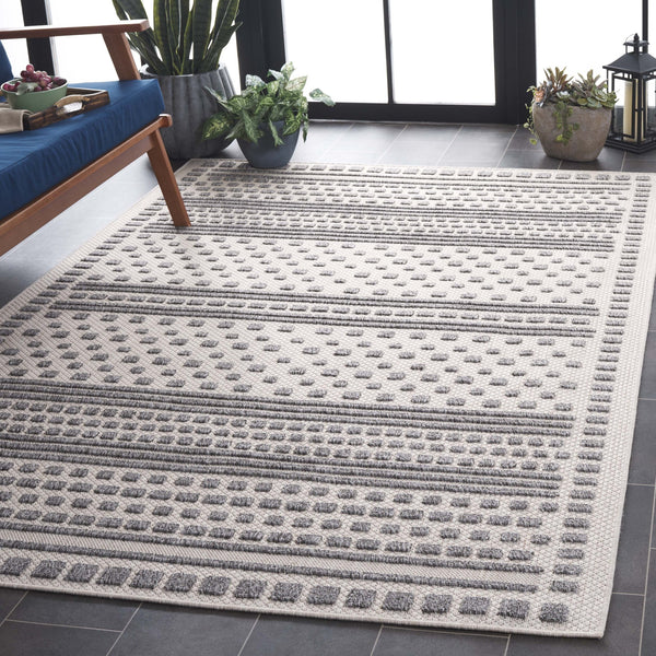 Safavieh Milos Elegant Power-loomed Indoor/Outdoor Rug With Geometric Patterns For Timeless Home Décor Beige ,Grey Polypropylene Mlo110a-28