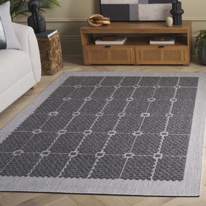 Safavieh Milos Elegant Geometric Rug - Timeless Design, Durable Construction, Perfect For Indoor & Outdoor Spaces Charcoal Polypropylene Mlo112h-7r