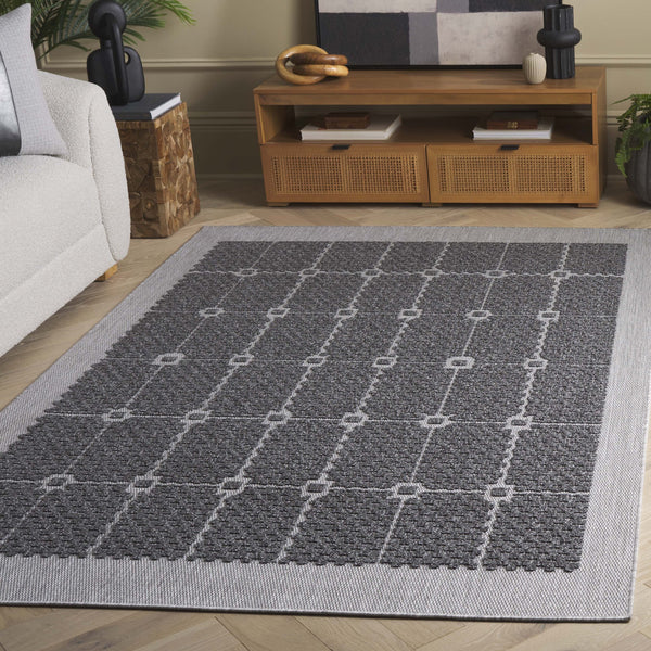 Safavieh Milos Elegant Geometric Rug - Timeless Design, Durable Construction, Perfect For Indoor & Outdoor Spaces Charcoal Polypropylene Mlo112h-7r