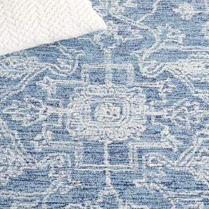 Safavieh Micro-Loop 428 Tufted 80% Wool 20% Cotton Traditional Rug Blue / Ivory MLP428M-8