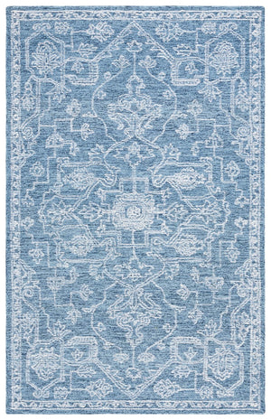 Safavieh Micro-Loop 428 Tufted 80% Wool 20% Cotton Traditional Rug Blue / Ivory MLP428M-8