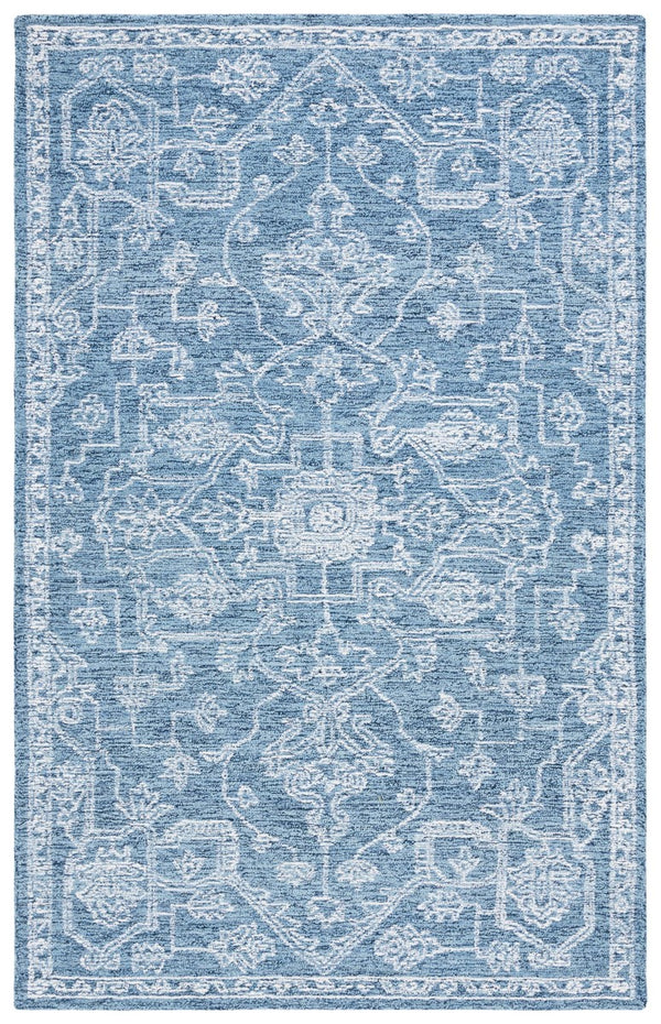 Safavieh Micro-Loop 428 Tufted 80% Wool 20% Cotton Traditional Rug Blue / Ivory MLP428M-8