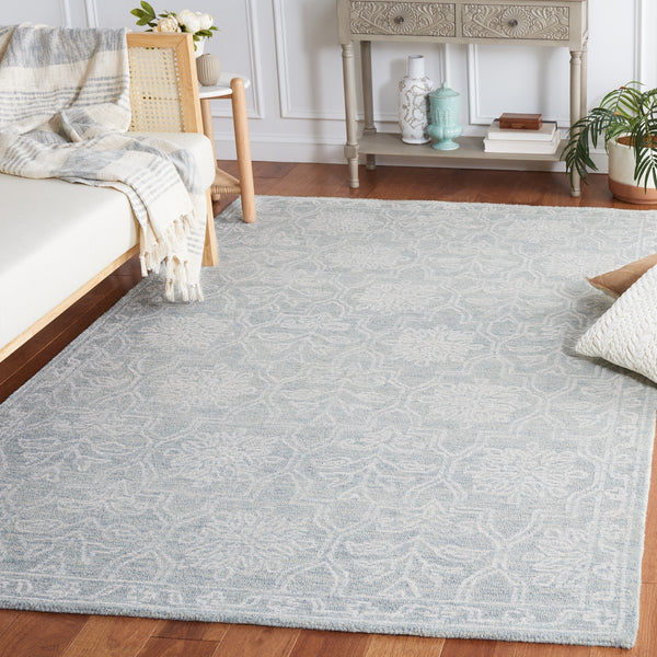 Safavieh Micro-Loop 429 Tufted 80% Wool 20% Cotton Traditional Rug Light Grey / Ivory MLP429F-8