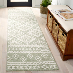 Safavieh Micro-loop Handcrafted Area Rug With Geometric Motifs – Timeless Elegance For Any Room Decor Sage ,Ivory Wool & Cotton Mlp501w-8