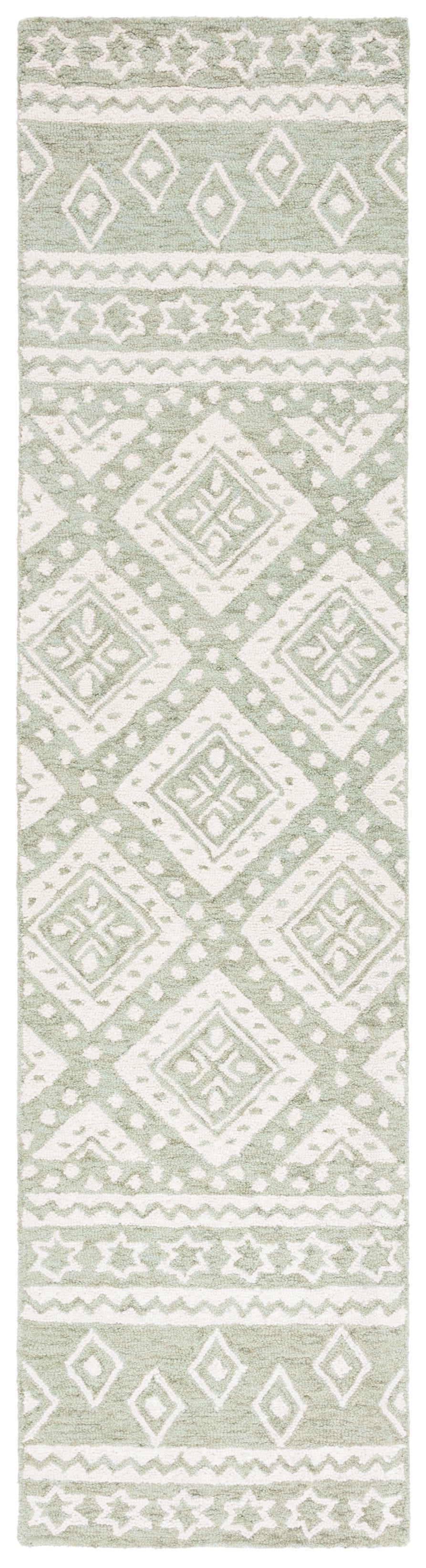 Safavieh Micro-loop Handcrafted Area Rug With Geometric Motifs – Timeless Elegance For Any Room Decor Sage ,Ivory Wool & Cotton Mlp501w-8