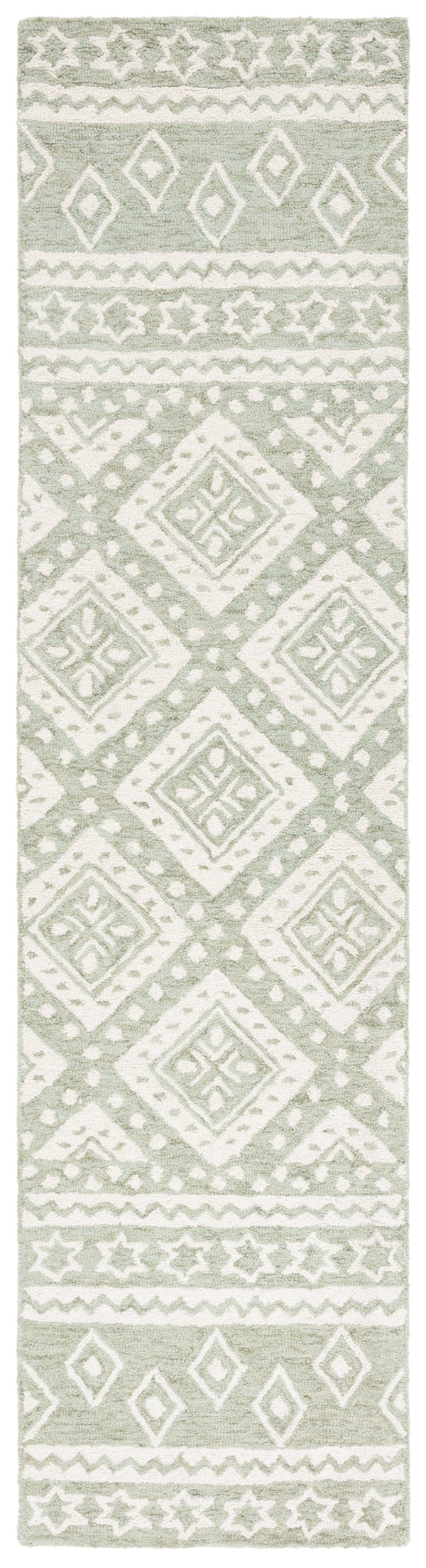 Safavieh Micro-loop Handcrafted Area Rug With Geometric Motifs – Timeless Elegance For Any Room Decor Sage ,Ivory Wool & Cotton Mlp501w-8