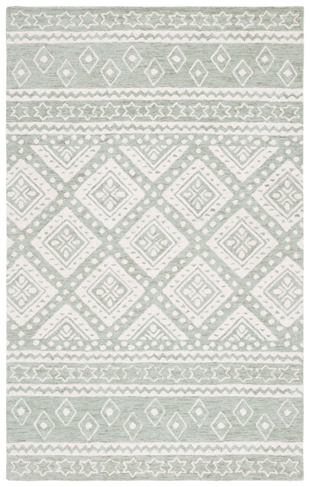 Safavieh Micro-loop Handcrafted Area Rug With Geometric Motifs – Timeless Elegance For Any Room Decor Sage ,Ivory Wool & Cotton Mlp501w-8