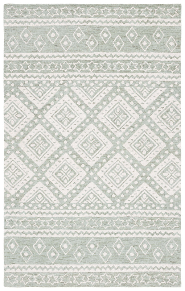 Safavieh Micro-loop Handcrafted Area Rug With Geometric Motifs – Timeless Elegance For Any Room Decor Sage ,Ivory Wool & Cotton Mlp501w-8
