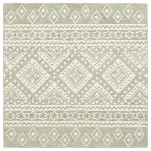 Safavieh Micro-loop Handcrafted Area Rug With Geometric Motifs – Timeless Elegance For Any Room Decor Sage ,Ivory Wool & Cotton Mlp501w-8