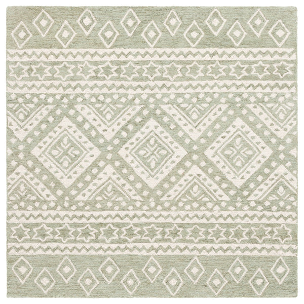 Safavieh Micro-loop Handcrafted Area Rug With Geometric Motifs – Timeless Elegance For Any Room Decor Sage ,Ivory Wool & Cotton Mlp501w-8
